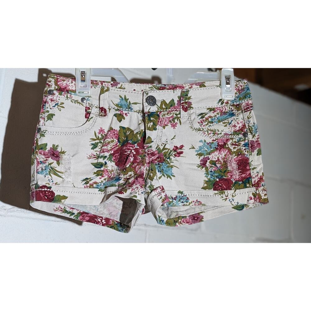 Hippie Laundry Floral Print Jean Shorts Low Rise Summer Cottagecore Size 5